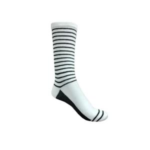 White socks with black lining patterns